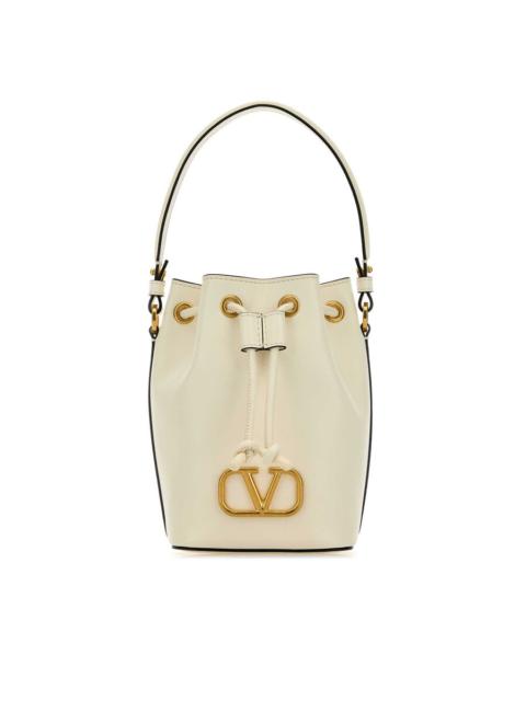 Valentino Valentino Garavani Ivory Nappa Leather Vlogo Signature Bucket Bag