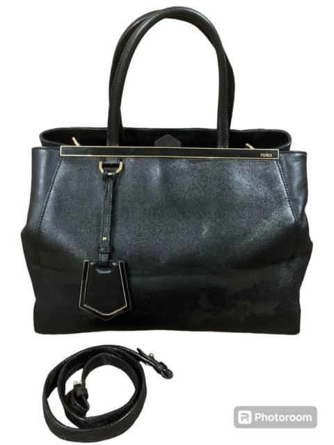 FENDI FENDI Petit 2jour Shoulder 2way Handbag Black Leather Italy