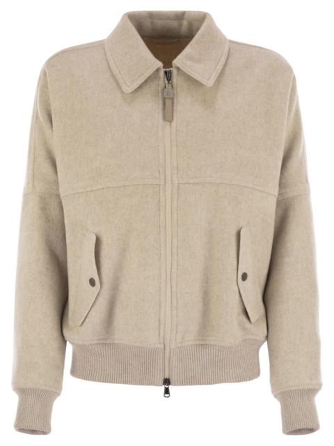 Brunello Cucinelli Brunello Cucinelli Women Double Cashmere And Wool Cloth Bomber Jacket With Shiny Zipper Pull