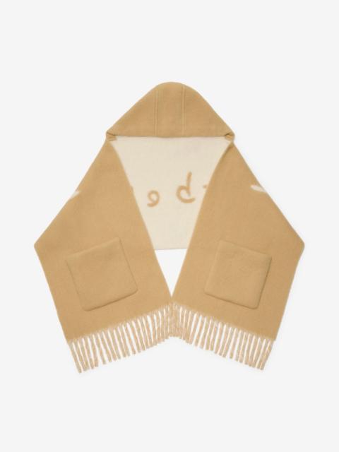 Burberry Logo Alpaca Wool Blend Hooded Scarf