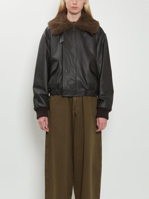Lemaire Shearling Collar Leather Blouson