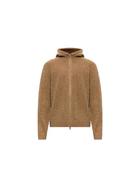 Moncler MONCLER $1140 Beige Bouclé Wool Blend Zip Up Hoodie New & Au