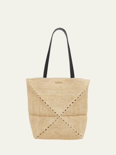 Loewe x Paula’s Ibiza Medium Puzzle Fold Tote Bag in Raffia with Leather Handles