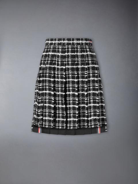 Thom Browne RIBBON TWEED PLEATED SKIRT WITH FRAY EDGE