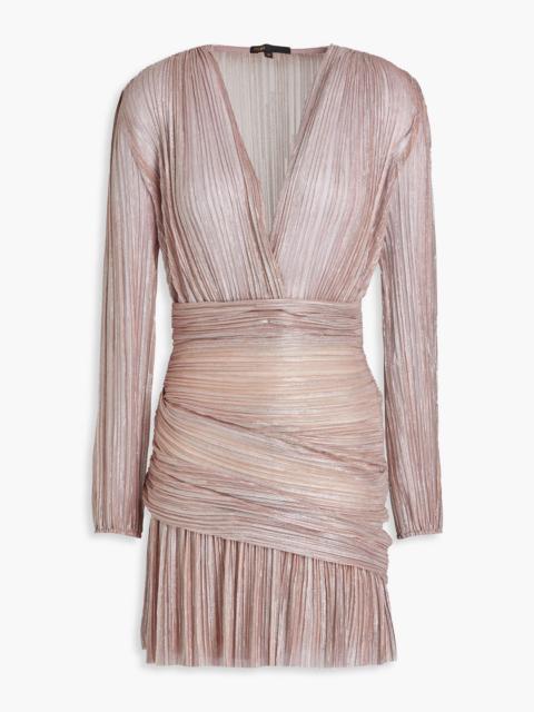 maje Wrap-effect lamé mini dress