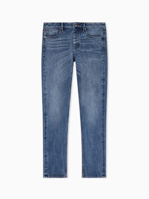 EMPORIO ARMANI J75 SLIM-FIT JEANS IN STRETCH DENIM WITH MICRO SPOTS