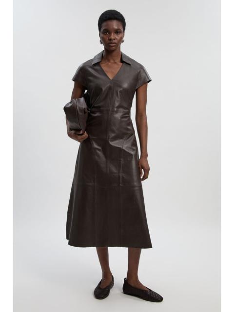 KAREN MILLEN Leather Collared Tailored Midi Dress