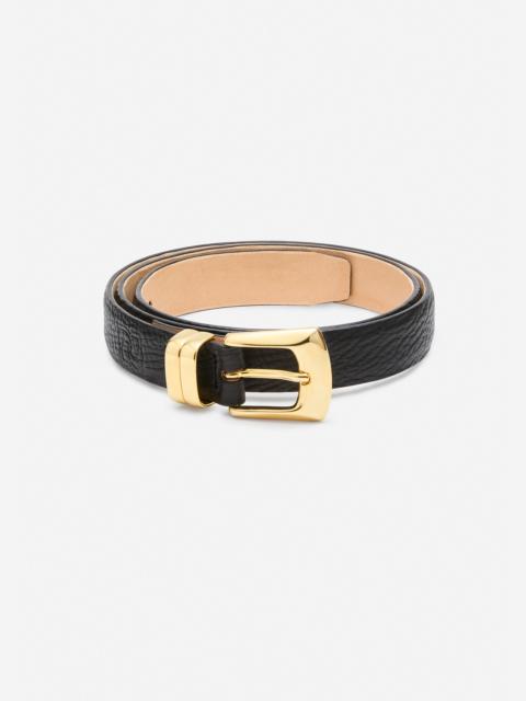 MAGDA BUTRYM Square buckle leather belt in black and gold