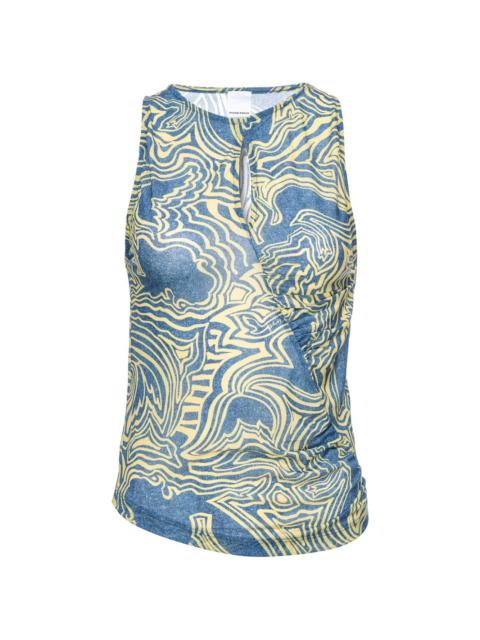 PINKO abstract-print ruched tank top