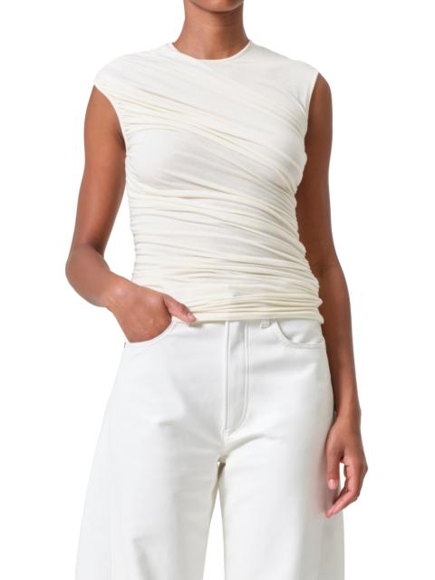 AGOLDE AGOLDE Ester Rib Ruched Tank in Oat Milk at Nordstrom