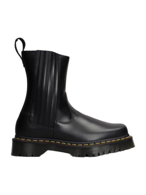 Dr. Martens Amaayah Lo Orleans Combat Boots In Black Leather