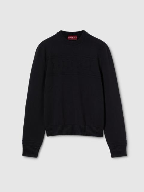 GUCCI Knit cotton wool sweater with intarsia