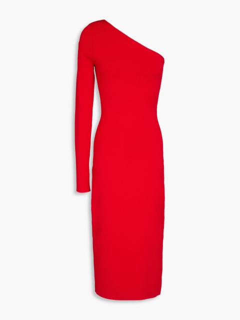 Victoria Beckham One-shoulder stretch-knit midi dress
