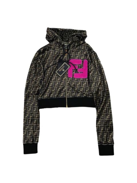 FENDI Fendace FF logo crop zip up hoodie
