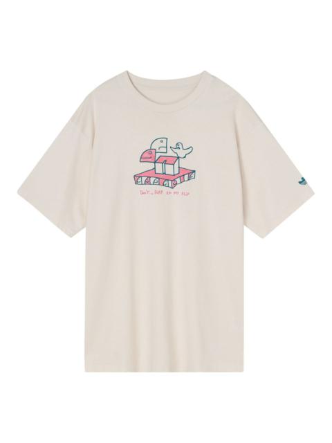 adidas originals Casual Breathable Cartoon Pattern Alphabet Sports Short Sleeve Couple Style Gray Wh
