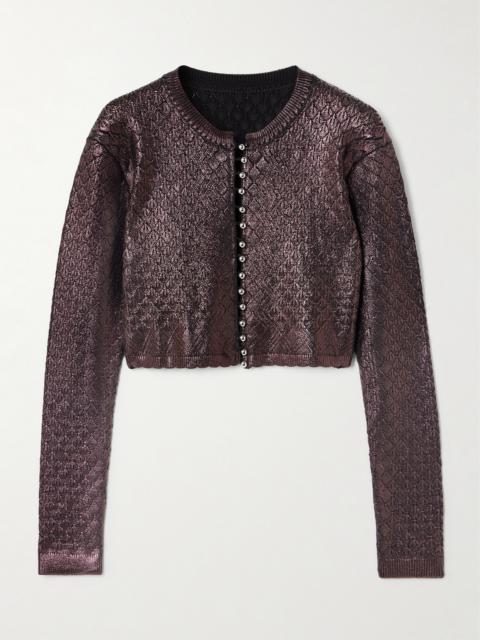 rabanne Cropped Metallic Jacquard-knit Cardigan