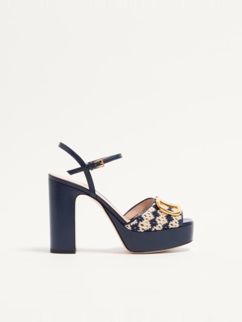 Valentino VLOGO SIGNATURE PLATFORM SANDAL IN CROCHET FABRIC 115MM