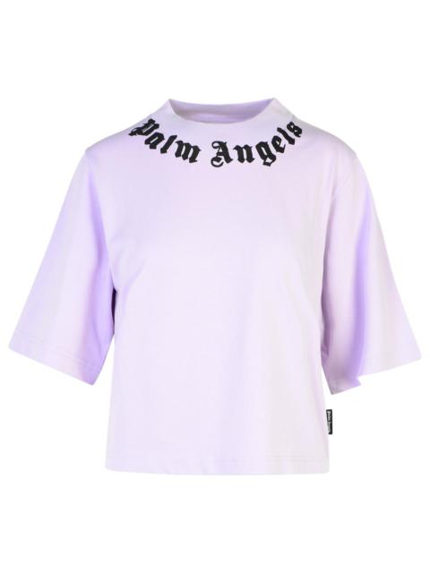 Palm Angels Lilac Cotton T-Shirt Woman