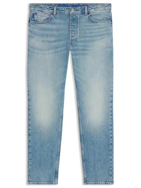 HUGO TAPERED-FIT JEANS IN GREEN-CAST STRETCH DENIM