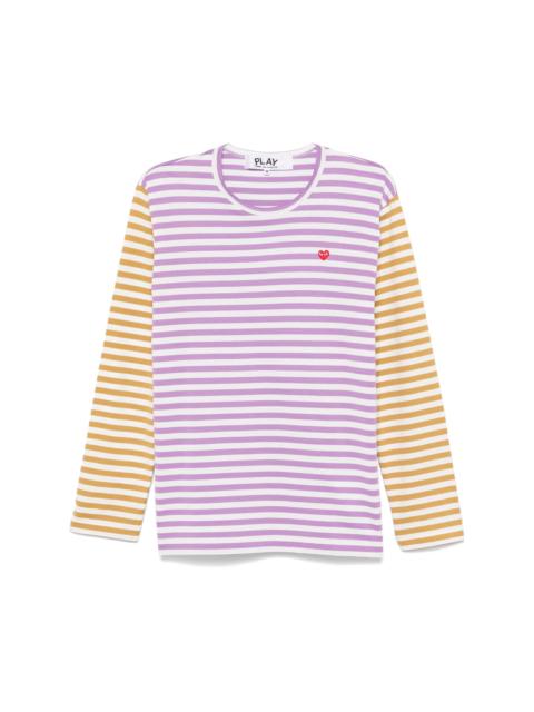 Comme des Garçons PLAY UNISEX LONG SLEEVES TEE BI-COLOUR STRIPED - PURPLE/OLIVE