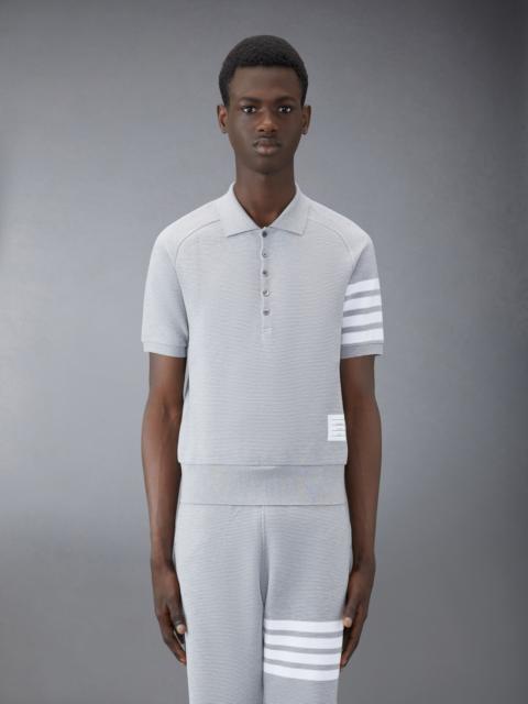 Thom Browne Light Grey Cotton Ottoman Rib 4-Bar Polo