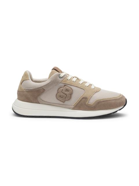 BOSS SUEDE TRAINERS WITH DOUBLE B MONOGRAM
