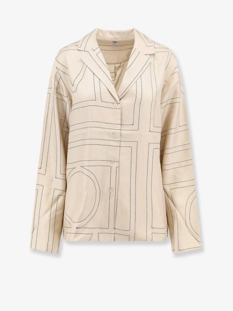 Totême Toteme Silk Shirt With Monogram Logo Embroidery