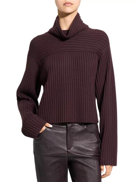 Theory Wool Ribbed Mock Neck Sweater