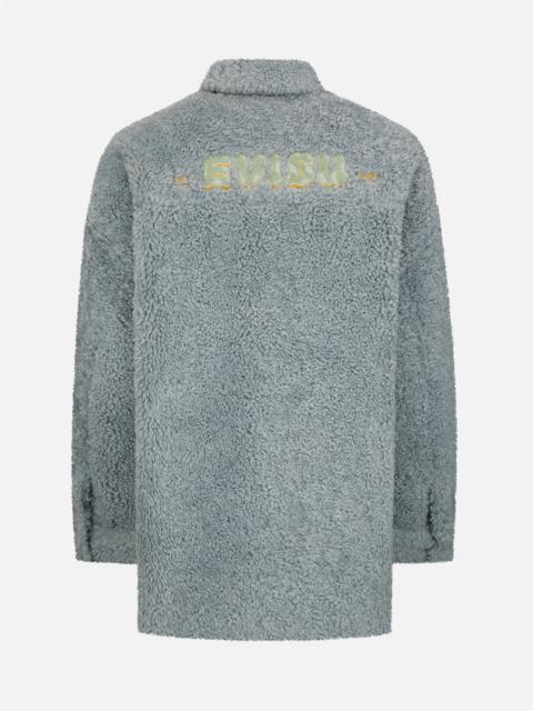 EVISU LOGO APPLIQUÉ SHERPA SHIRT JACKET