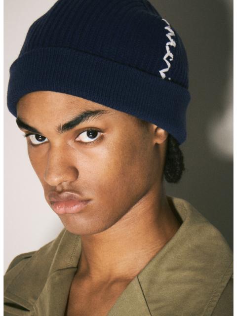 Marni Marni Men Hand-Embroidered Logo Beanie Hat