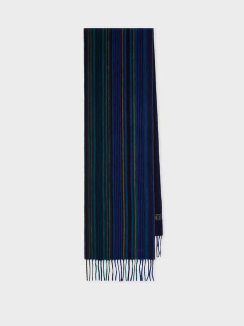 Paul Smith Navy Tonal Stripe Lambswool Scarf