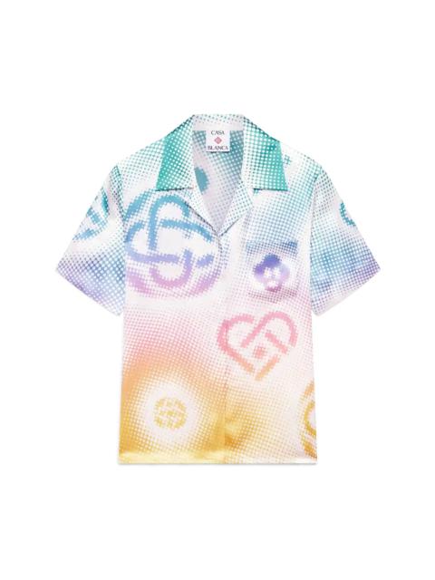 CASABLANCA Halftone Logo Cuban Collar Short Sleeve Shirt