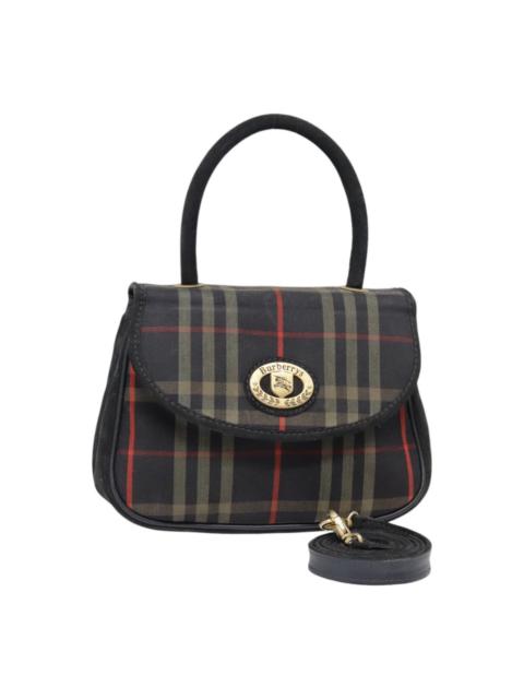 Burberry Burberry Nova Check Hand Bag Canvas Suede Navy Gold