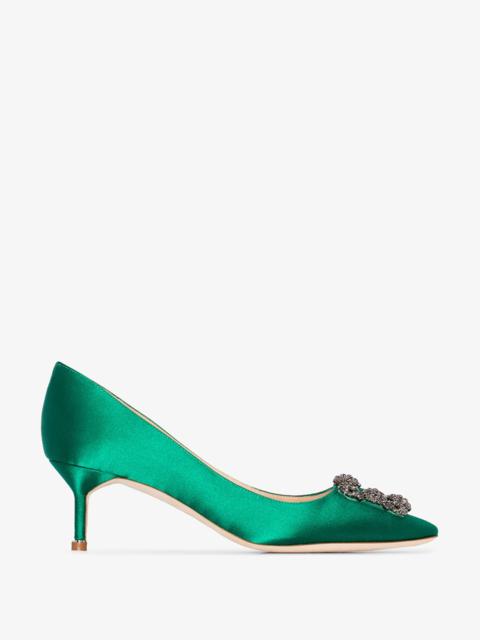 Green Hangisi 50 Crystal Buckle Satin Pumps