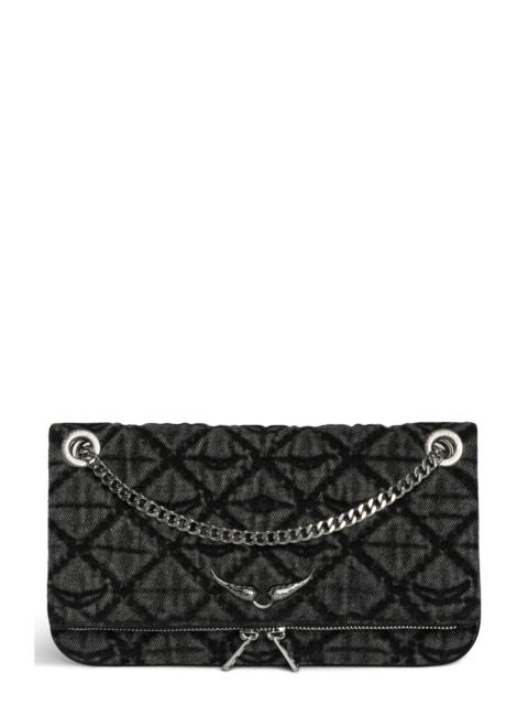 Zadig & Voltaire Zadig & Voltaire Rock II Diamond Quilted Monogram Denim Crossbody Bag in Road at Nordstrom