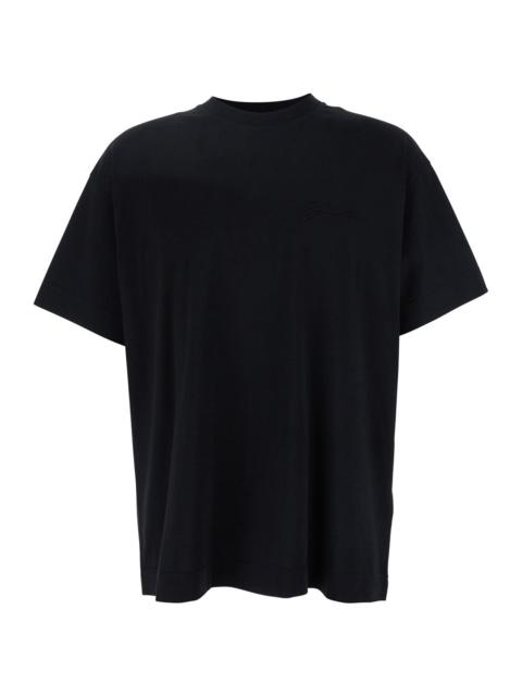 Givenchy Givenchy Men Black Crewneck T-Shirt With Embossed Logo On Front In Cotton Man