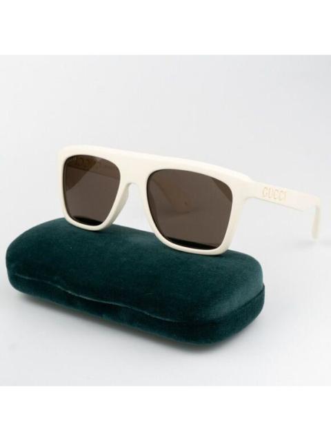 GUCCI NEW Gucci GG1570S 003 Matte White Brown Unisex Pilot Sunglasses GG 1570S