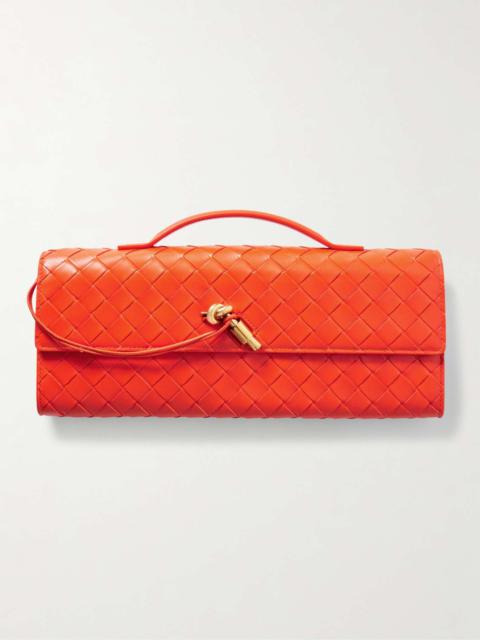 Andiamo intrecciato leather clutch Orange