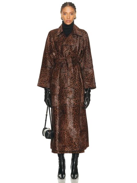 NOUR HAMMOUR Althea Pony Hair Trench Coat