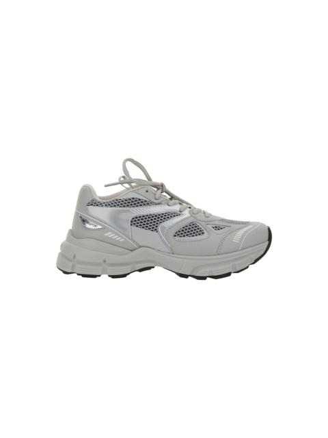 'marathon Runner' Grey Low Top Sneakers With Reflective Details In Leather Blend Woman