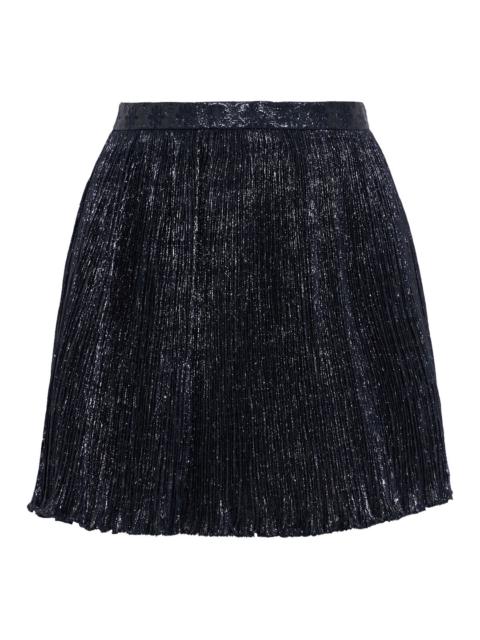 REDValentino Layered metallic plissé-jacquard shorts