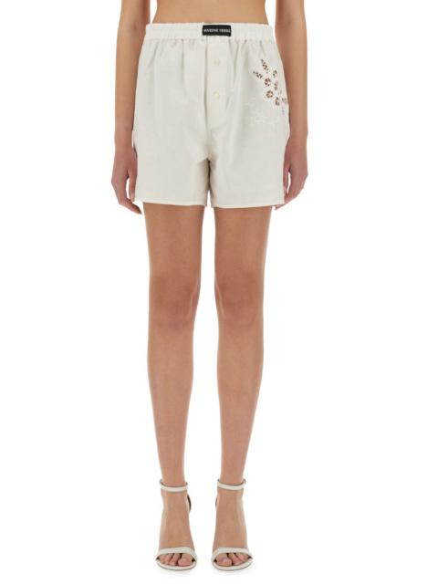 Marine Serre Women Upcycled Linen Shorts