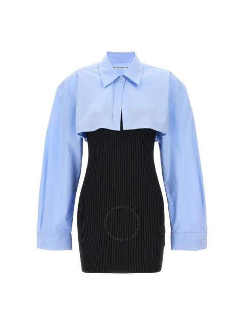 T by Alexander Wang Long Sleeve Ribbed Shirt Dress