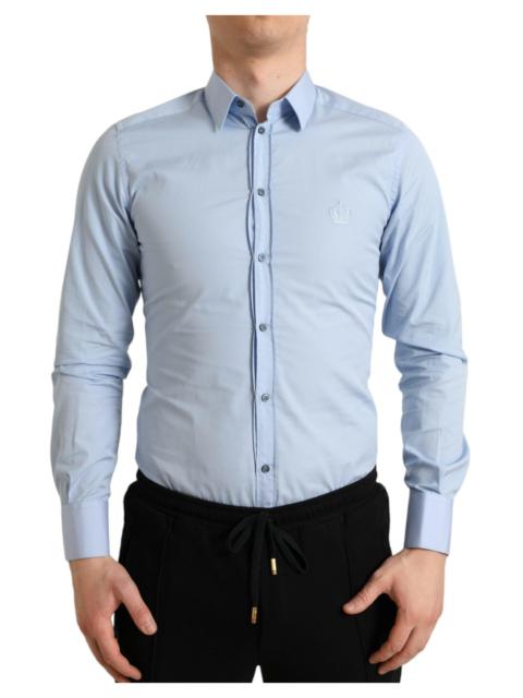 Dolce & Gabbana Sky Blue Cotton Men Formal Shirt