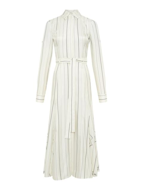 GABRIELA HEARST Galway Shirtdress in Ivory Multi Pinstripe Silk Twill