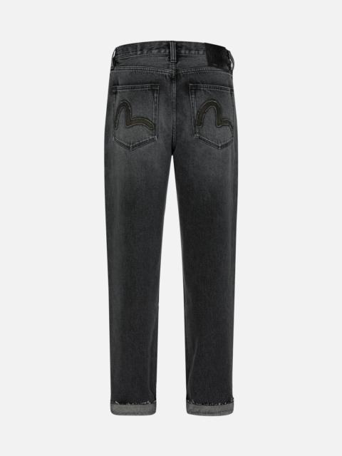 EVISU Seagull Appliqué Embroidery Baggy Fit Patchwork Jeans