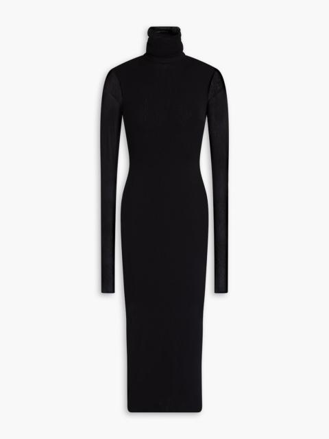 Other Designers Mesh turtleneck midi dress