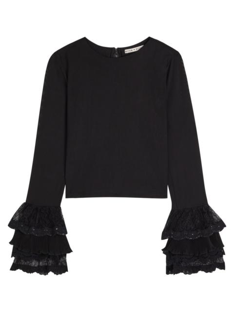 Alice + Olivia Alice + Olivia Delaina Ruffled Mesh top