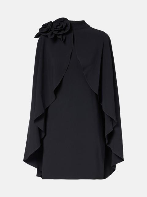 ELIE SAAB Floral-appliqué ruffled cady minidress