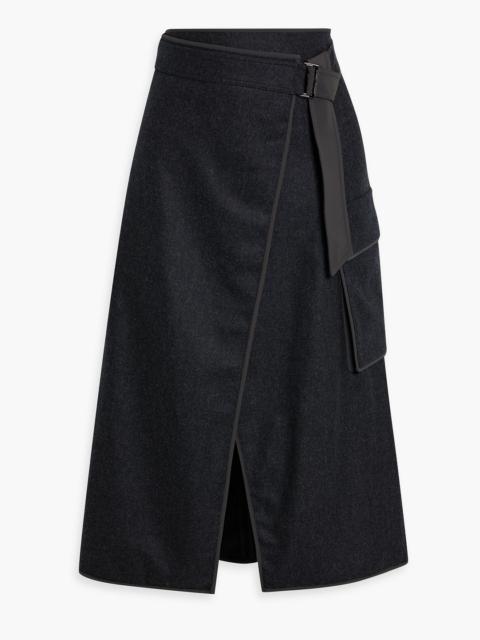 Brunello Cucinelli Wool-flannel midi wrap skirt